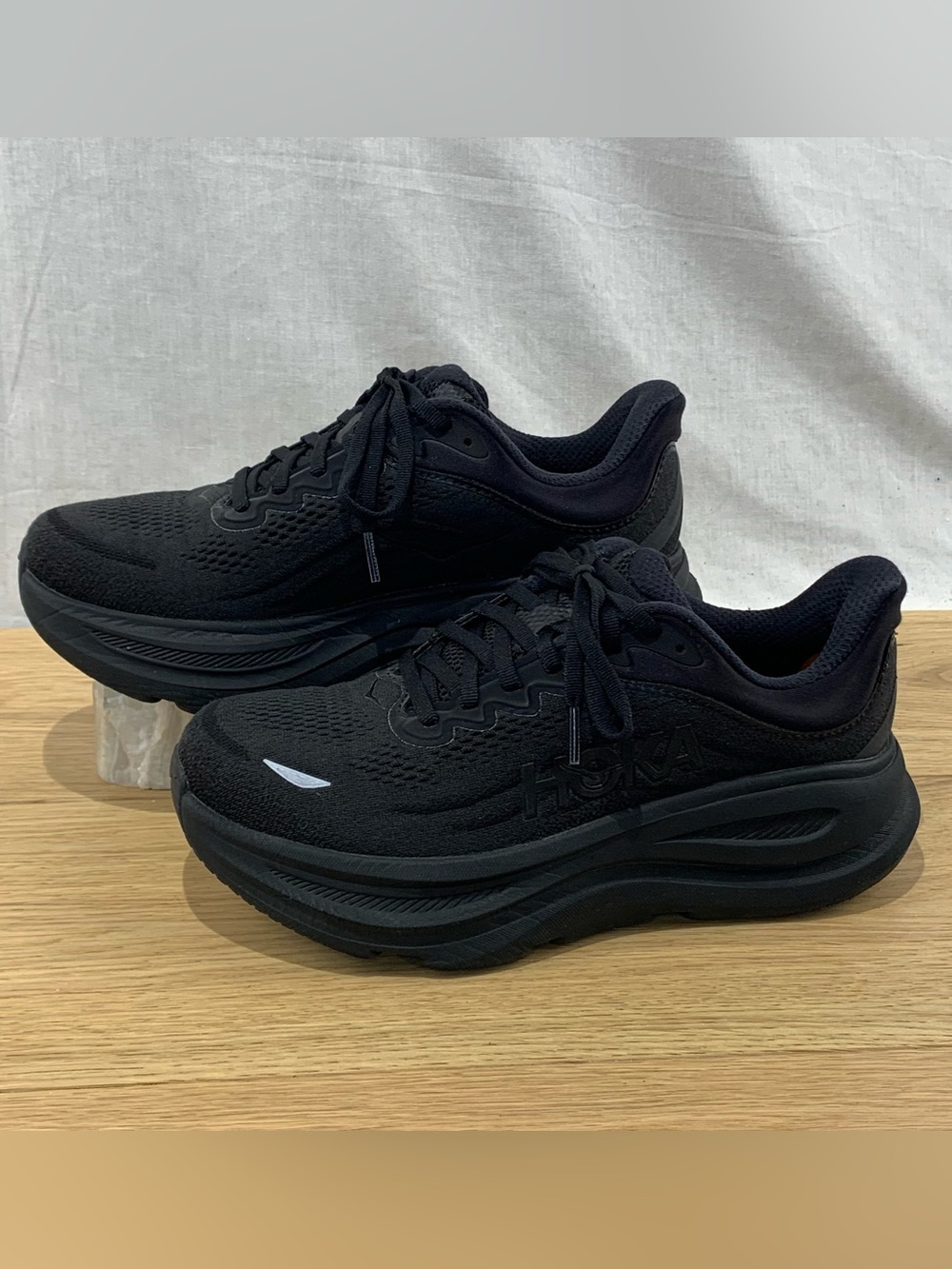 Hoka One One Bondi 9 Triple Black Women's Sz 8.5 2E (Extra Wide) Running Shoes